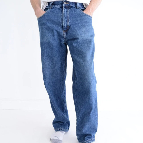 VTG 90S Guide Gear Blue Midwash Plaid Lined Straight Leg 100% Cotton Denim Jeans - Picture 1 of 13